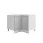 Meuble d'angle de cuisine gris laqué 2 portes 1 étagères L 90 x 90 x H 72 cm