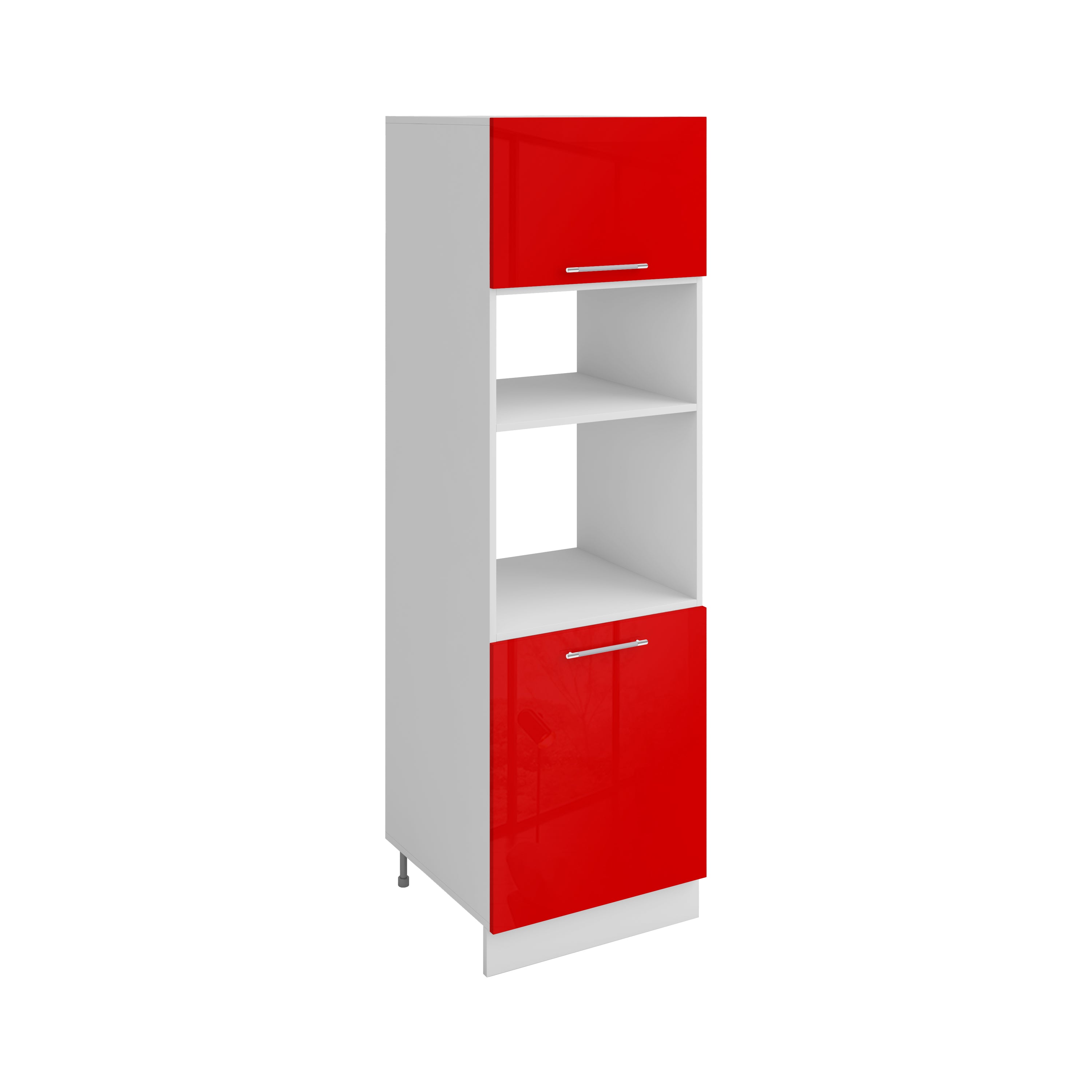 Meuble de cuisine colonne de four - micro-ondes rouge laqué 2 portes L 60 x H 200 cm