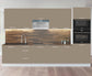 Cuisine complète haut et bas 300cm 9 meubles dont sous évier, sous hotte et colonne four, façade sable mat, Poignées inox / pieds