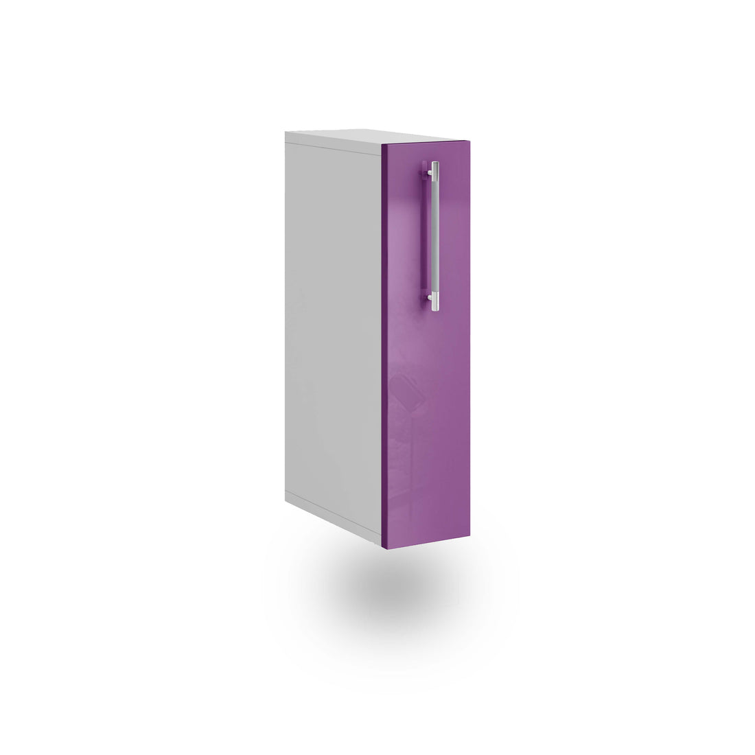 Meuble de cuisine haut aubergine laqué 1 porte 2 étagères L 15 x H 72 cm