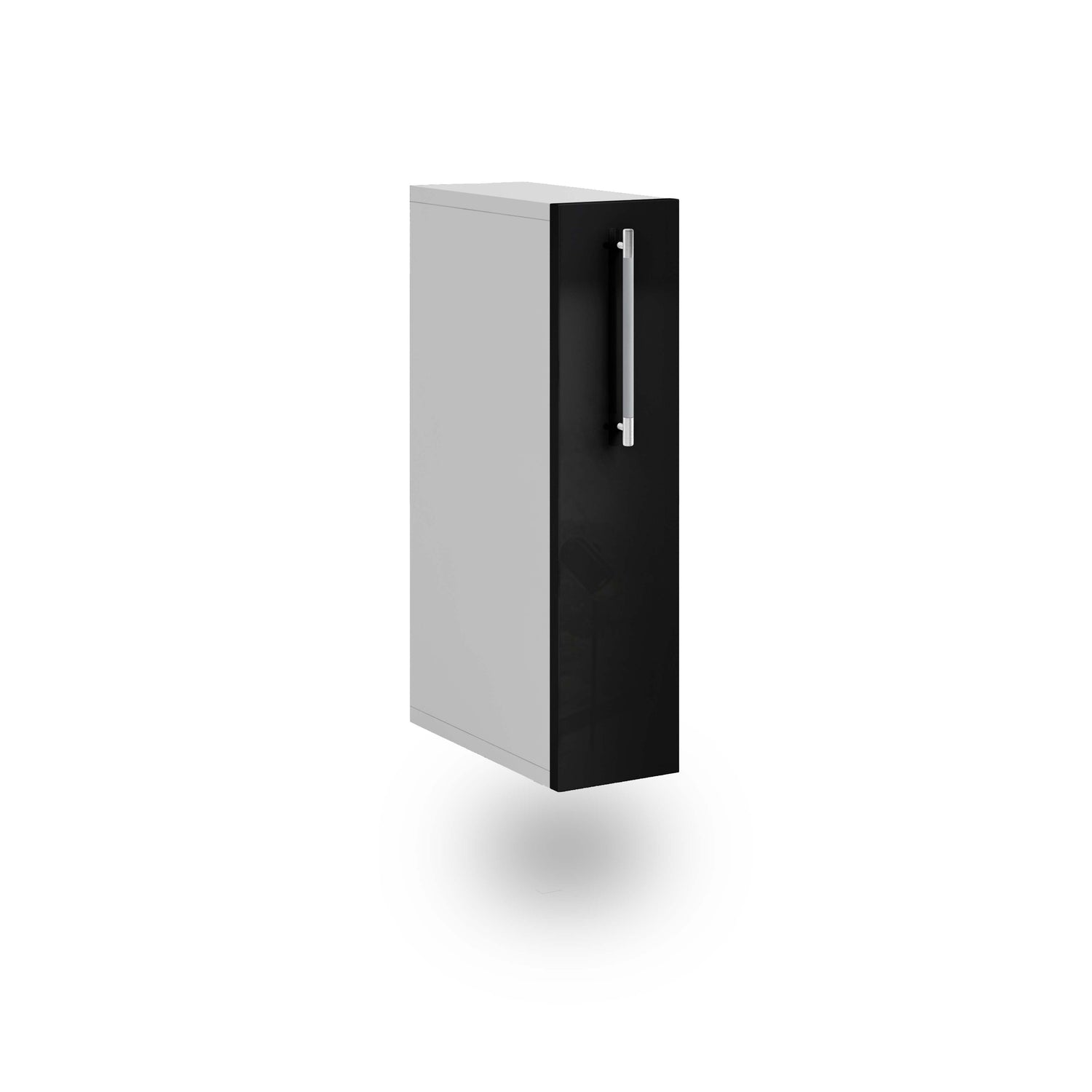 Meuble de cuisine haut noir laqué 1 porte 1 étagère L 15 x H 72 cm