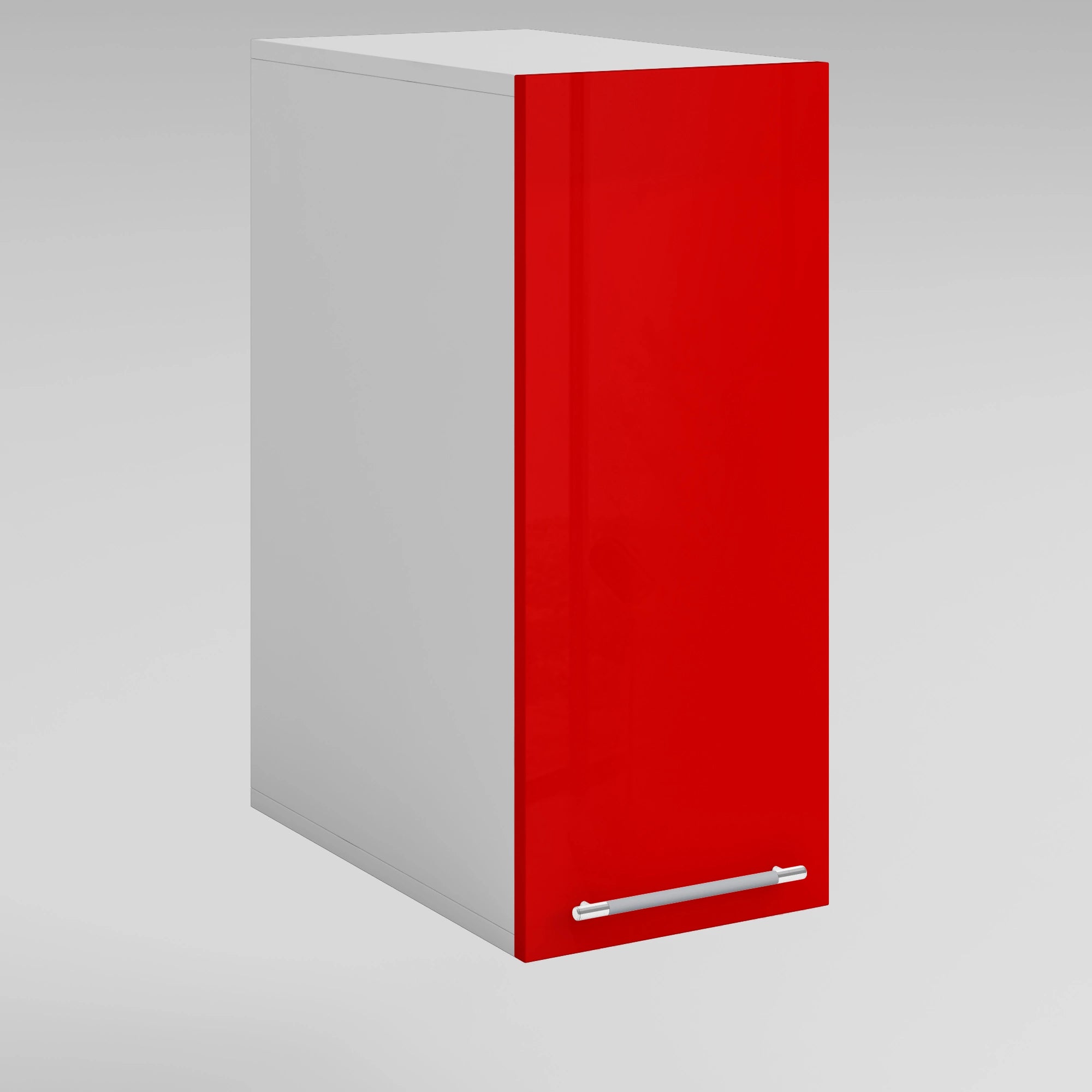Meuble de cuisine haut rouge laqué 1 porte 3 étagères L 30 x H 72 cm
