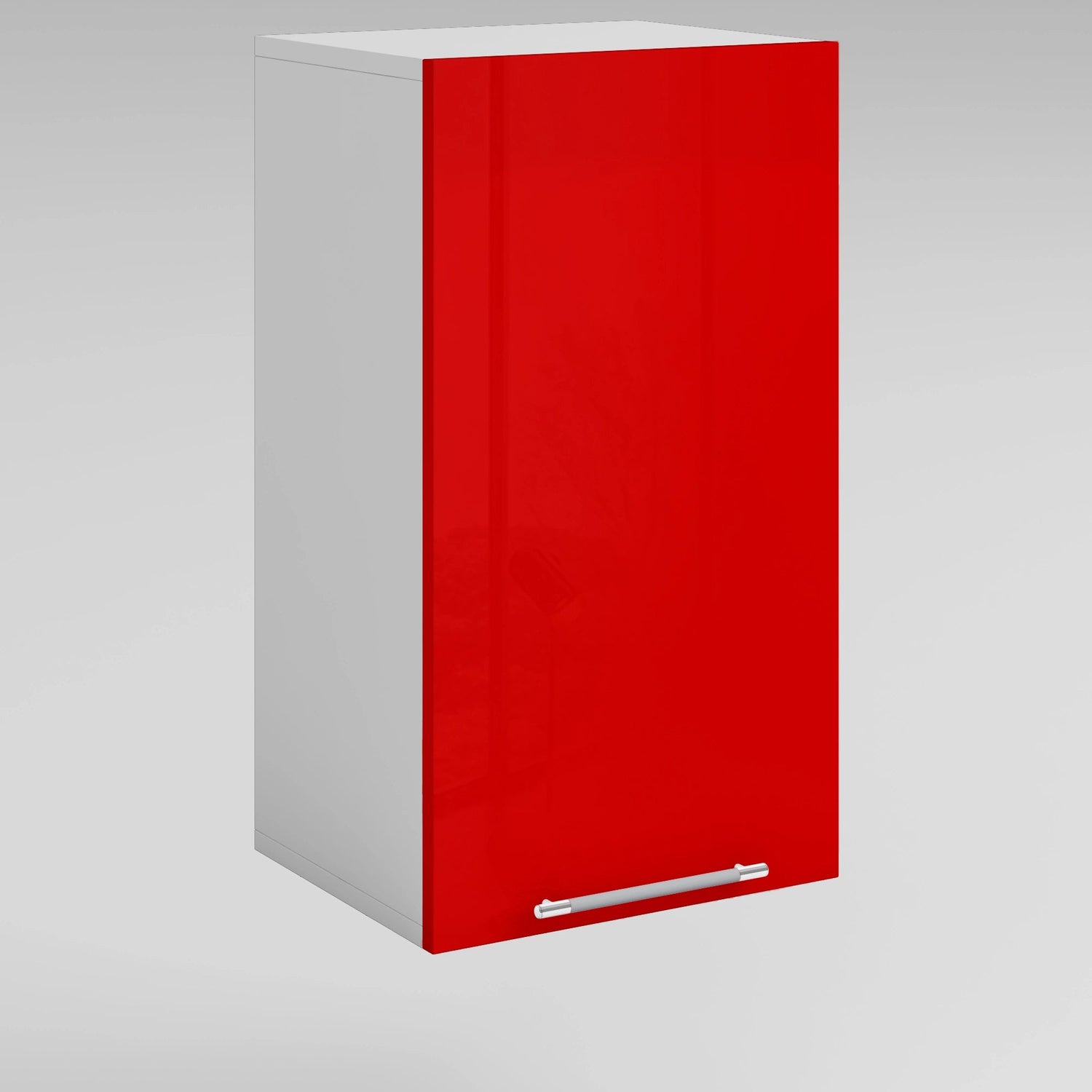 Meuble de cuisine haut rouge laqué 1 porte 3 étagères L 40 x H 72 cm