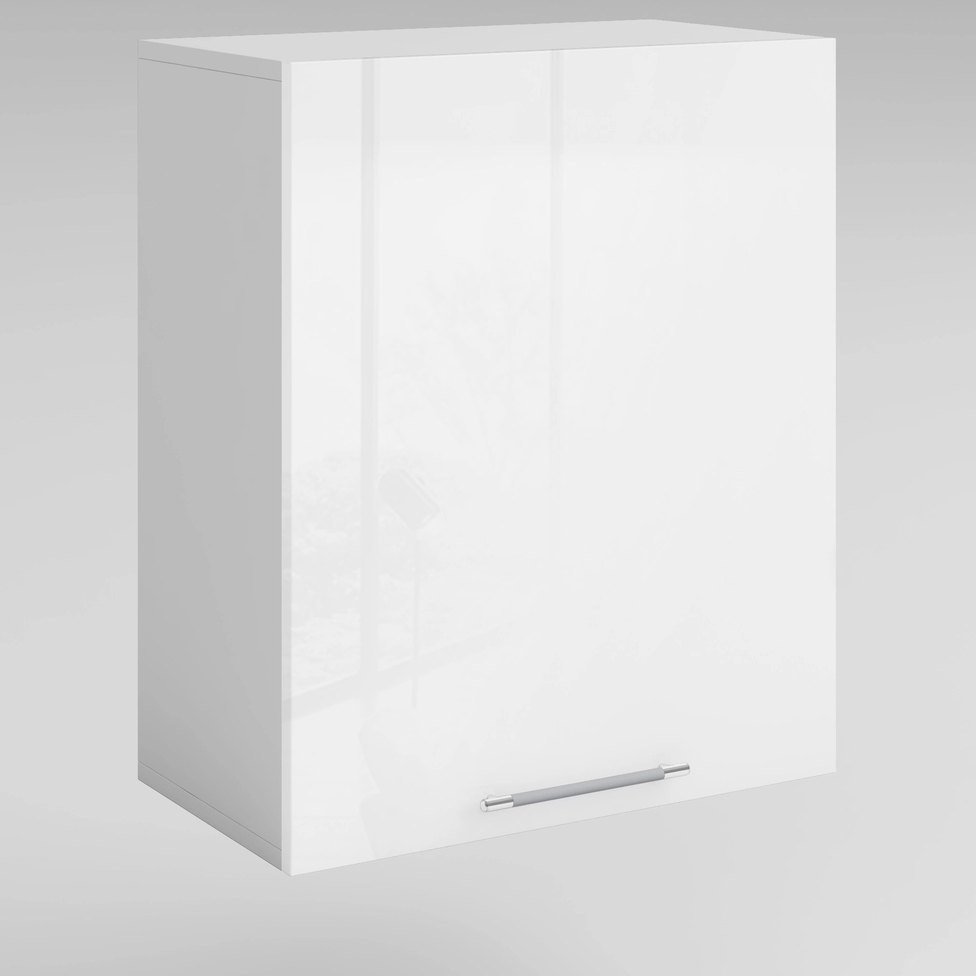 Meuble de cuisine haut blanc laqué 1 porte 3 étagères L 60 x H 72 cm