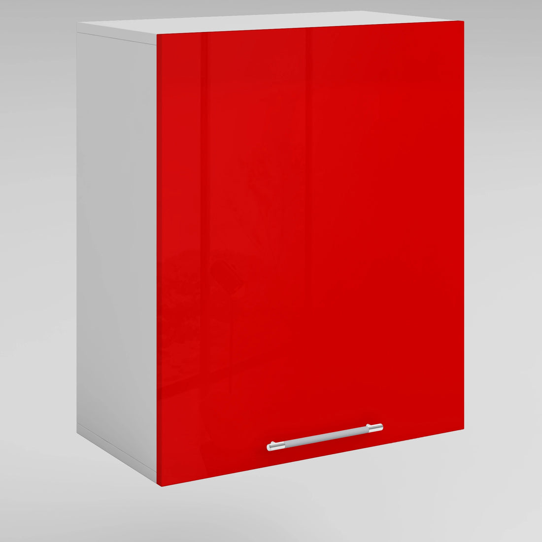 Meuble de cuisine haut rouge laqué 1 porte 2 étagères L 60 x H 72 cm