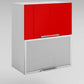 Meuble de cuisine haut vitrée rouge laqué 2 portes 2 étagères L 60 x H 72 cm
