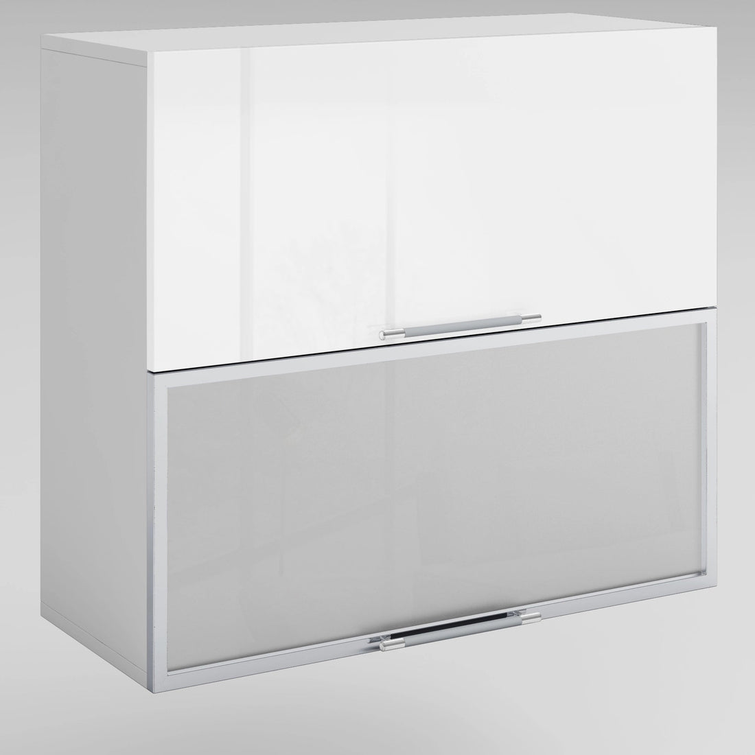 Meuble de cuisine haut vitrée blanc laqué 2 portes 2 étagères L 80 x H 72 cm