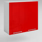 Meuble de cuisine haut rouge laqué 2 portes 3 étagères L 80 x H 72 cm