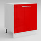 Meuble de cuisine bas rouge laqué 1 porte 2 étagères L 60 x H 72 cm