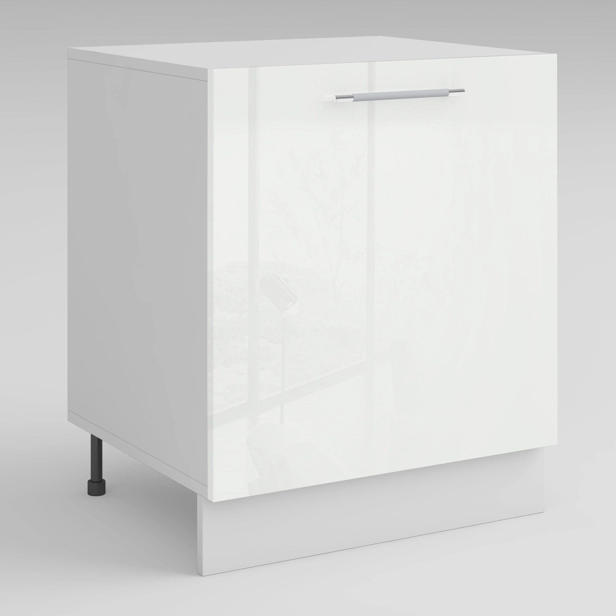 Meuble de cuisine bas blanc laqué 1 porte 2 étagères L 60 x H 72 cm