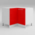 Meuble d'angle de cuisine rouge laqué 2 portes 2 étagères L 90 x H 72 cm