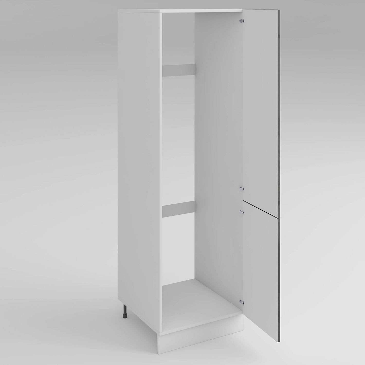 Meuble de cuisine colonne de frigo ouvert gris laqué 2 portes L 60 x H 200 cm
