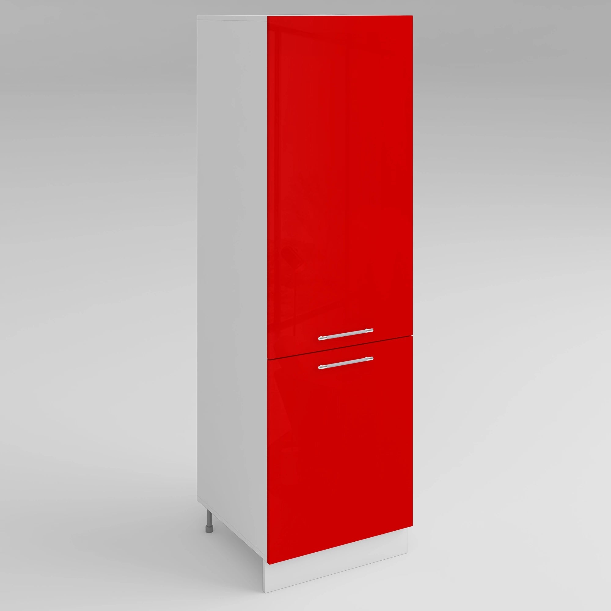 Meuble de cuisine colonne de frigo rouge laqué 2 portes L 60 x H 200 cm