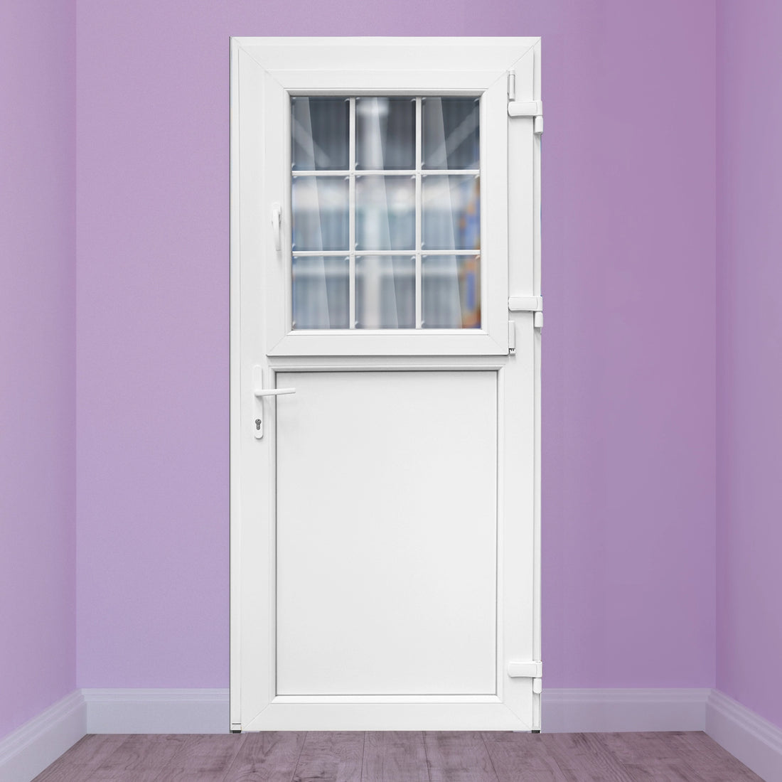 Porte fermière demi vitrée à croisillon oscillo battant PVC blanc H 218 x L 96 cm