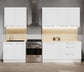 Complete keuken boven- en onderkant 280 cm 6 eenheden inclusief ondergootsteen, Wit gelakt front, Roestvrijstalen handgrepen en poten meegeleverd