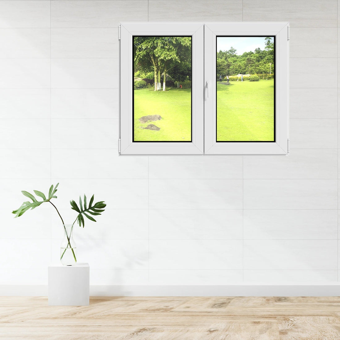 Fenêtre 2 vantaux oscillo-battant PVC blanc H.118 x L.123 cm