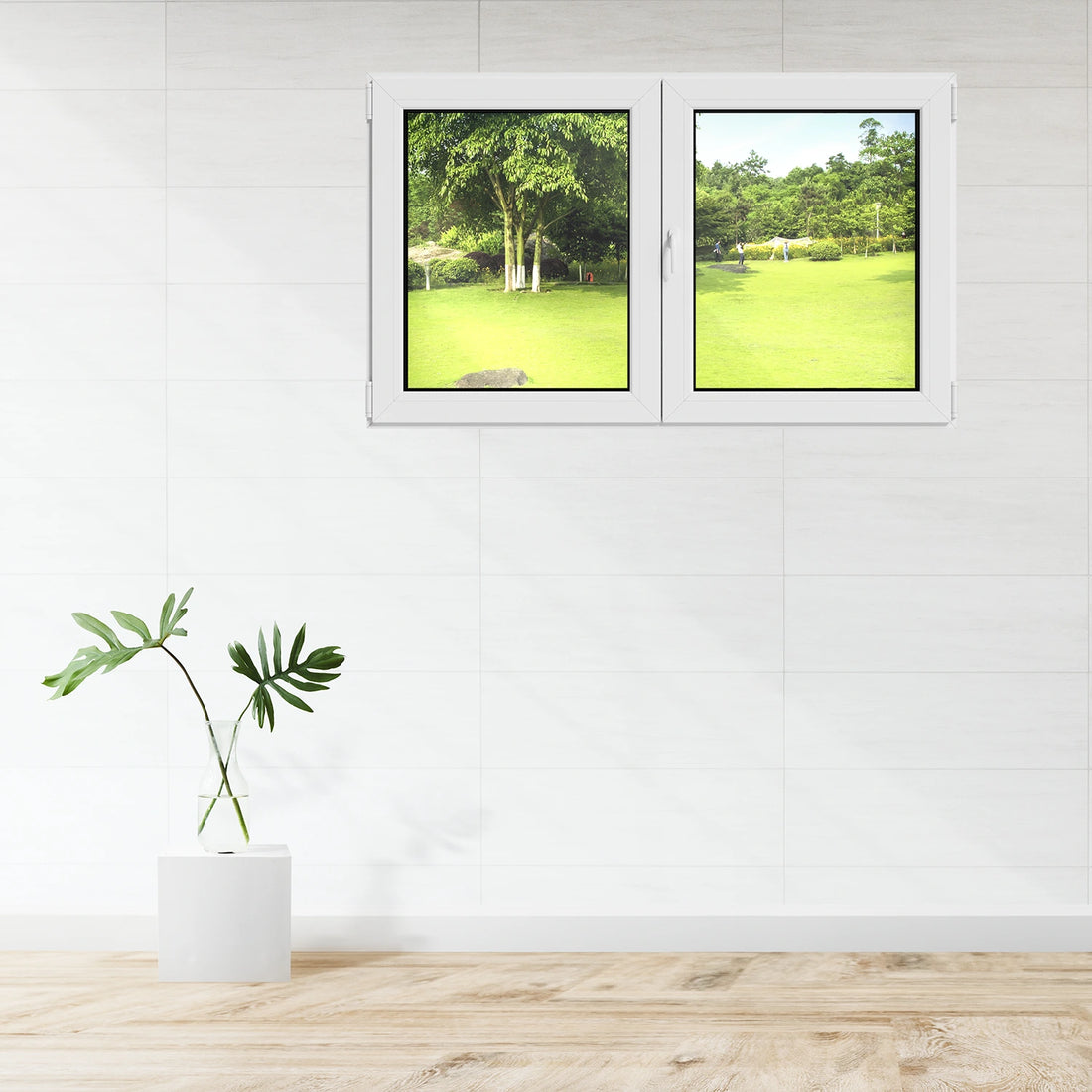 Fenêtre PVC 2 vantaux oscillo-battant blanc H.98 x L.96 cm