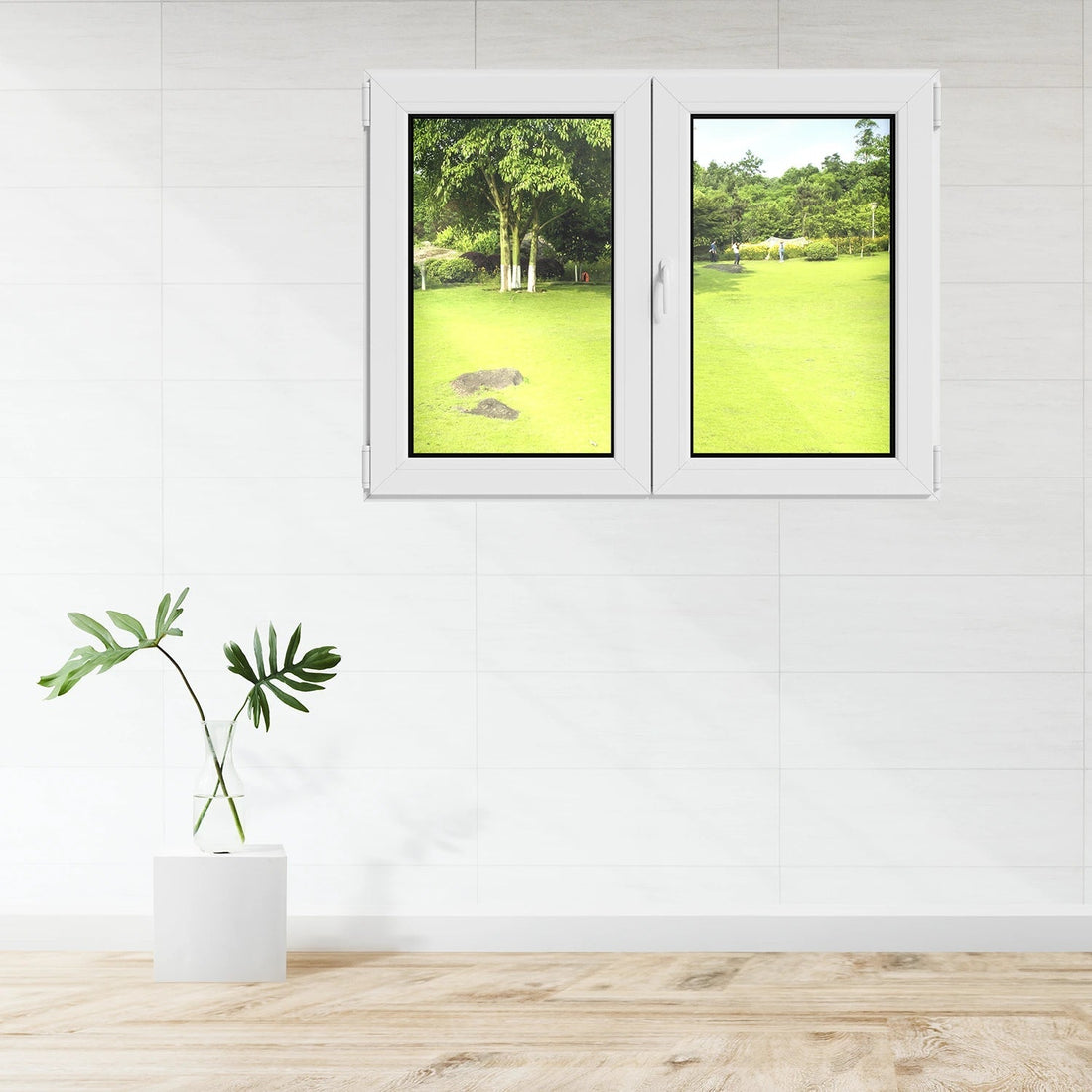 Fenêtre 2 vantaux oscillo-battant PVC blanc H.98 x L.126 cm