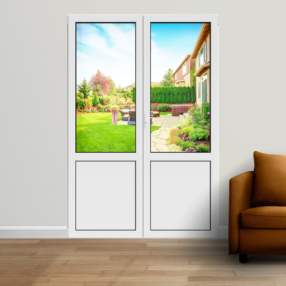 Porte Fenêtre PVC blanc 2 vantaux oscillo-battant H 208 x L 126 cm