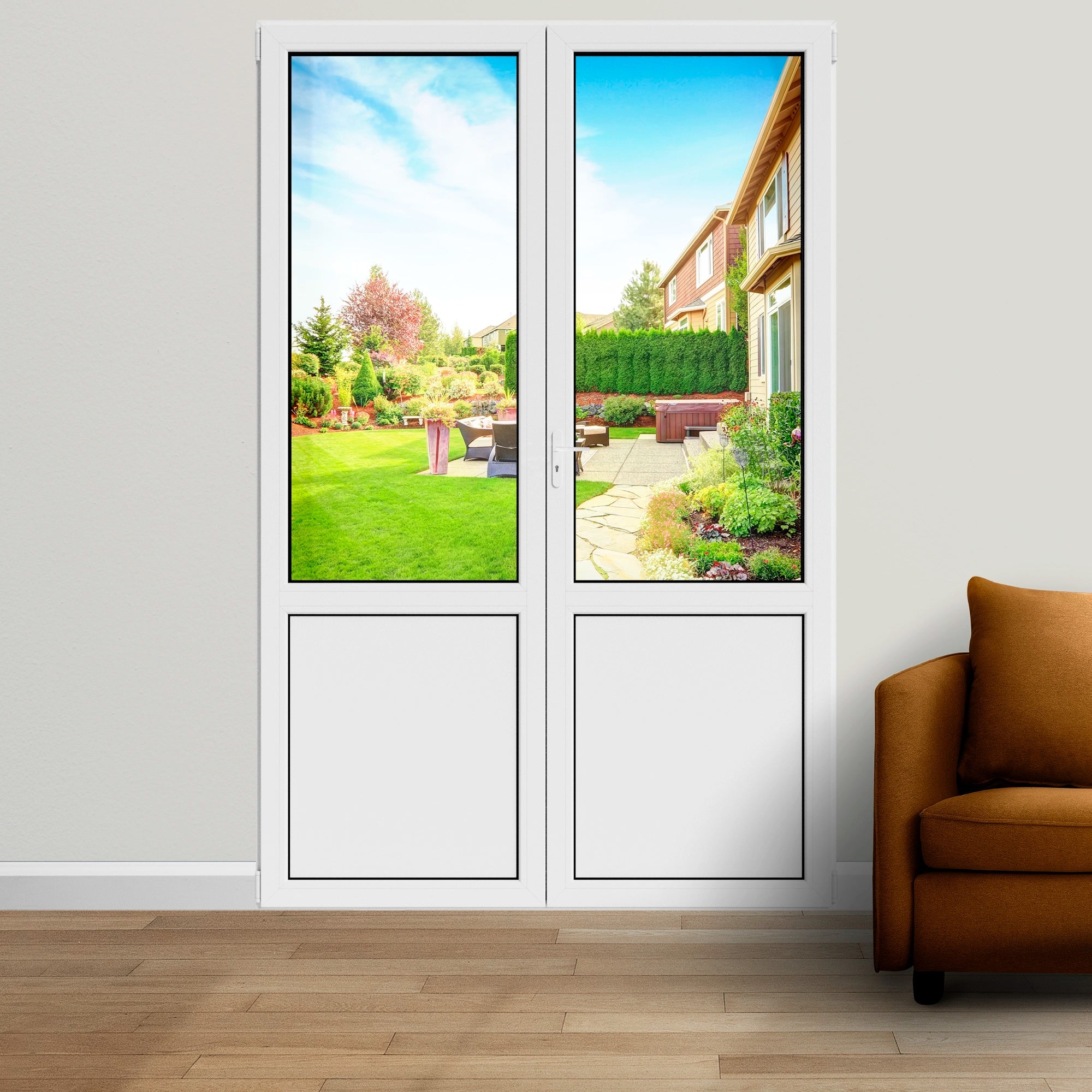 Porte Fenêtre PVC blanc 2 vantaux oscillo-battant H 218 x L 126 cm