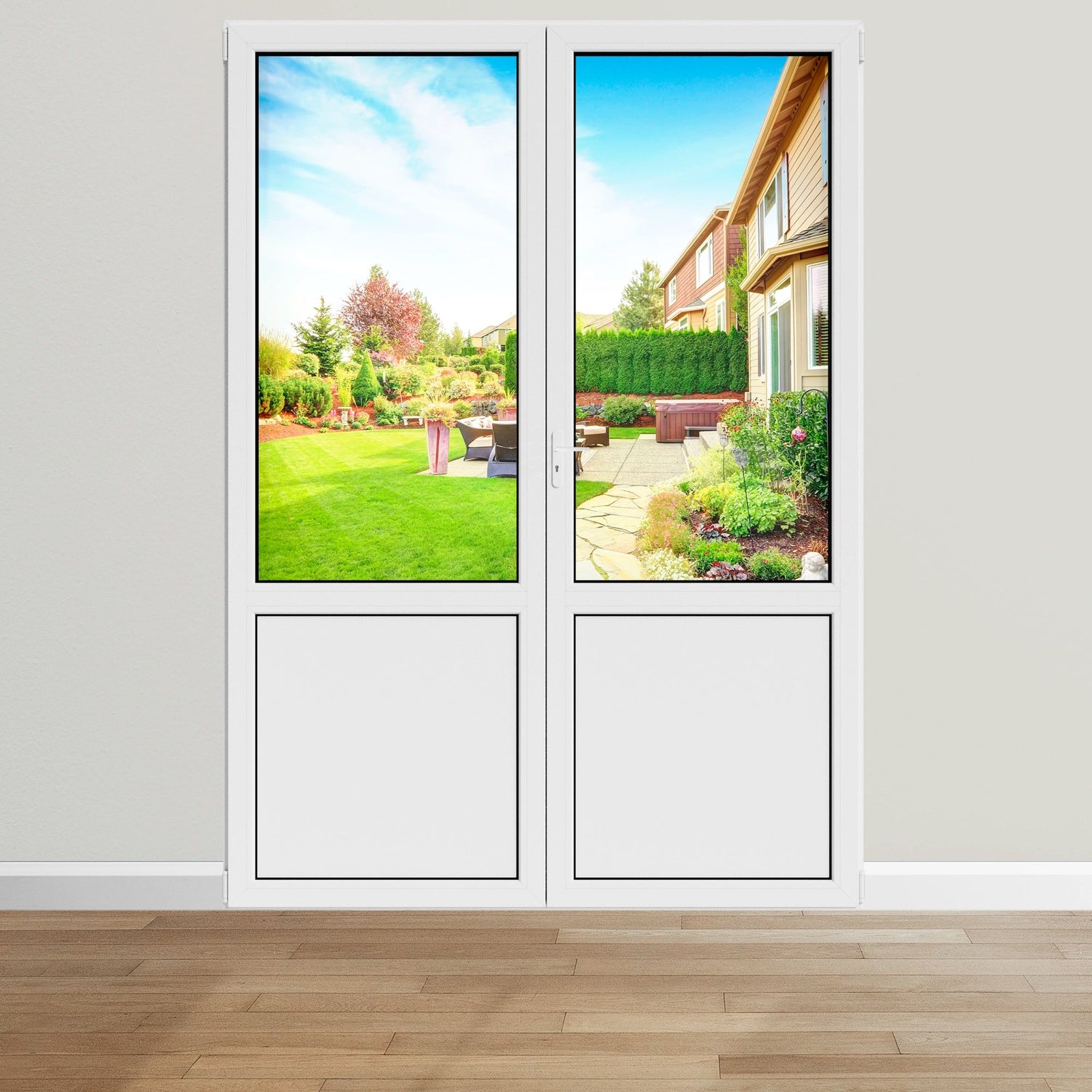 Porte Fenêtre PVC blanc 2 vantaux oscillo-battant H 218 x L 146 cm